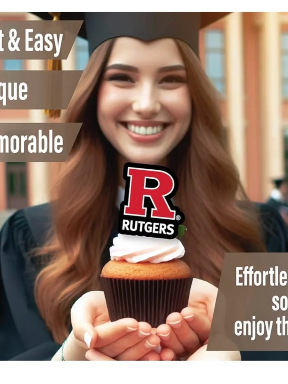 Rutgers Cupcake Toppers 24 Pc Graduation Birthday Football Party Supplies
